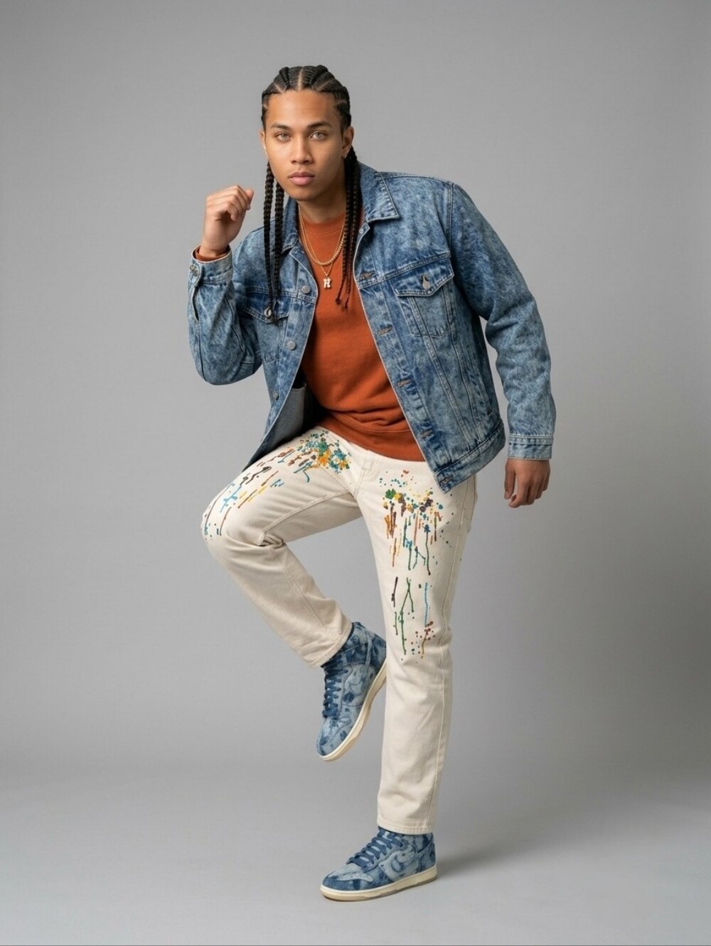 MOSTLY HEARD RARELY SEEN Embroidered Splattered Paint JEANS MEN'S SIZE 30x46 - Picture 7 of 12